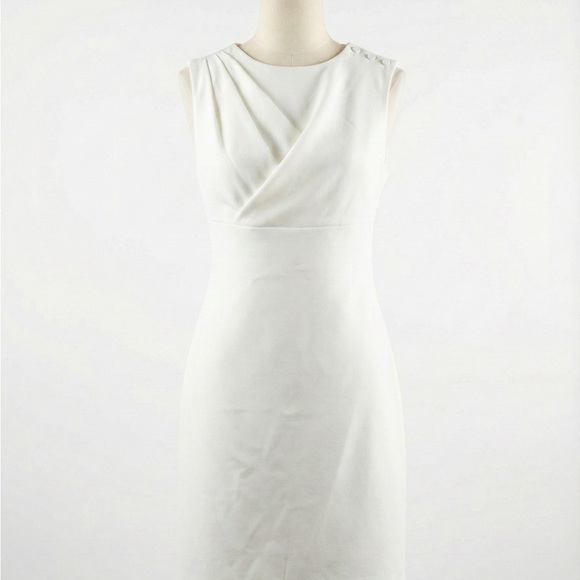 Dkny Dresses & Skirts - DKNY Ivory Sleeveless Draped Sheath Dress Size 8 Classic Elegant White